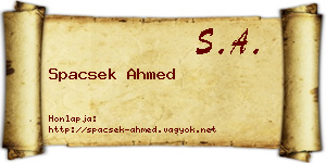 Spacsek Ahmed névjegykártya
